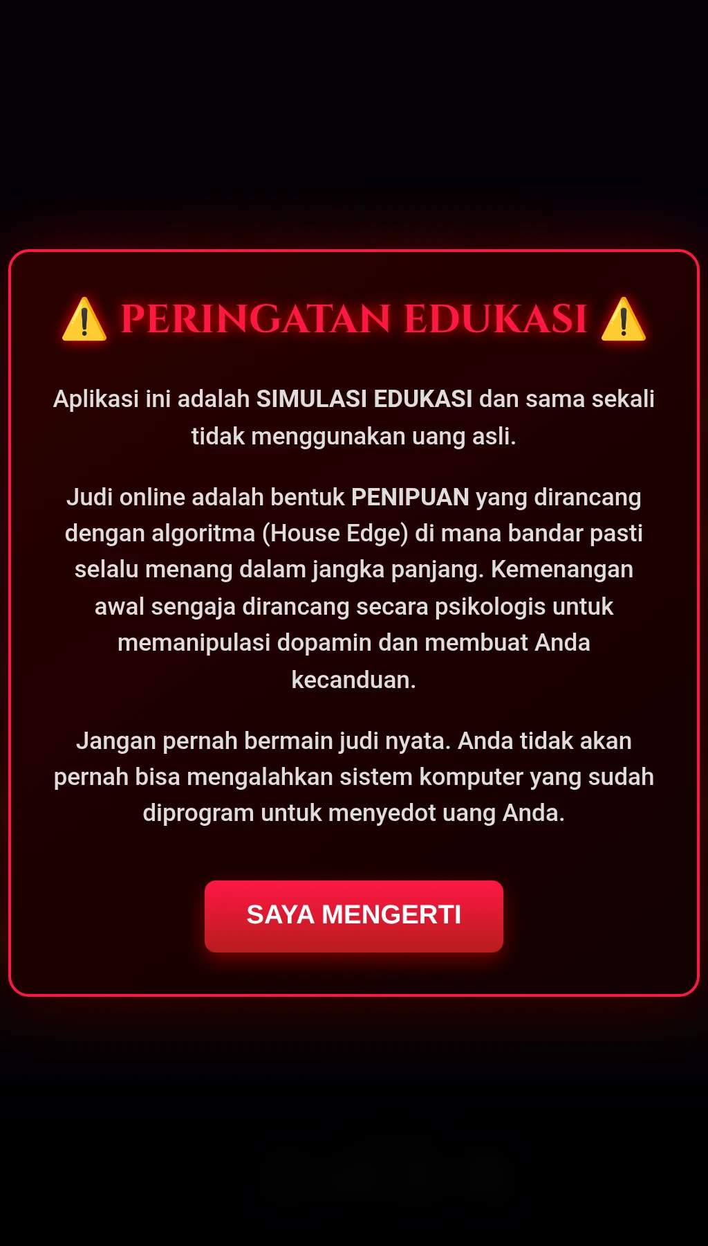 Sistem Edukasi Judi Online screenshot